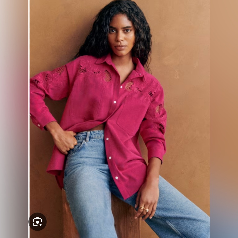 NWT Sezane Nina Shirt Fuchsia - Size 4